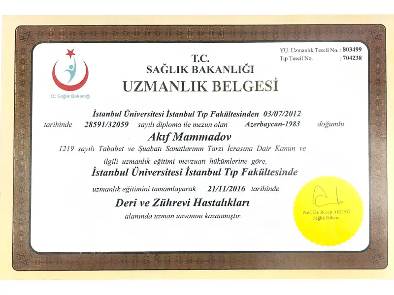 Akif Mehmetoglu MD Residency Diploma