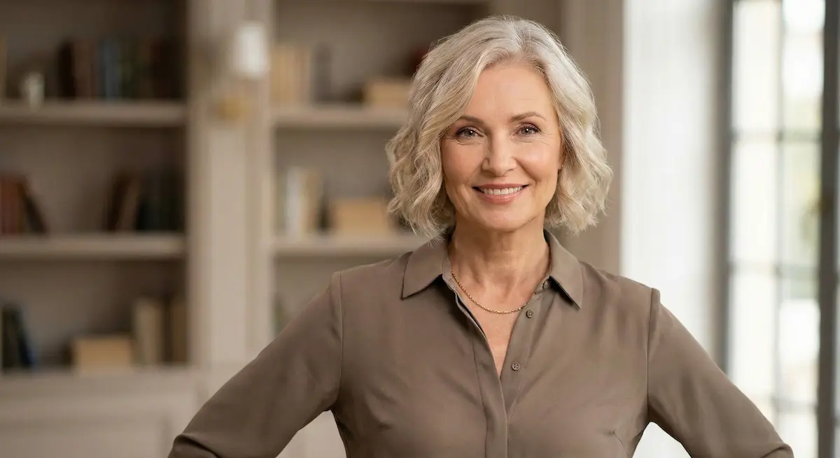 Portrait of a mature woman smiling with a refreshed, natural-looking appearance.