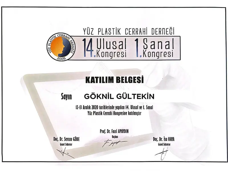 dr goknil gultekin attendance certificate national congress