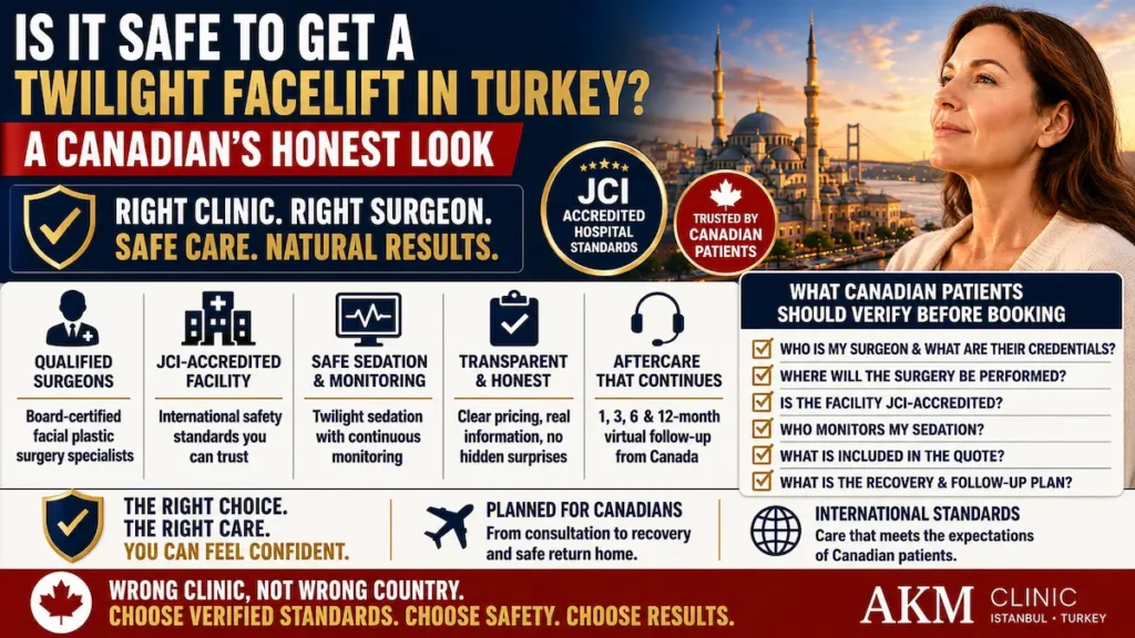 Is it safe to get a twilight facelift in Turkey with JCI-accredited care and verified standards for Canadian patients.