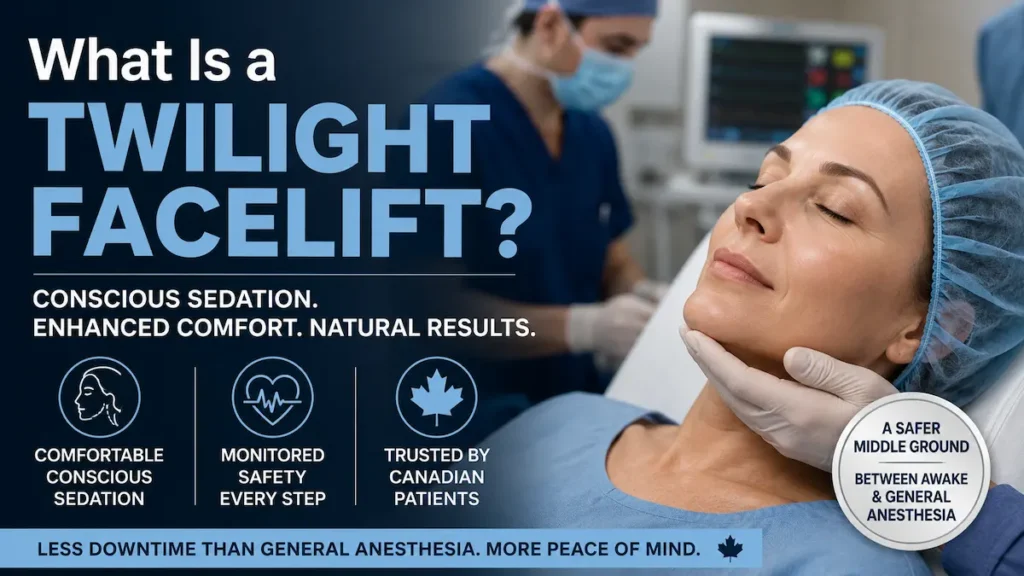 Twilight facelift under conscious sedation with monitored safety for Canadian patients at AKM Clinic Istanbul.