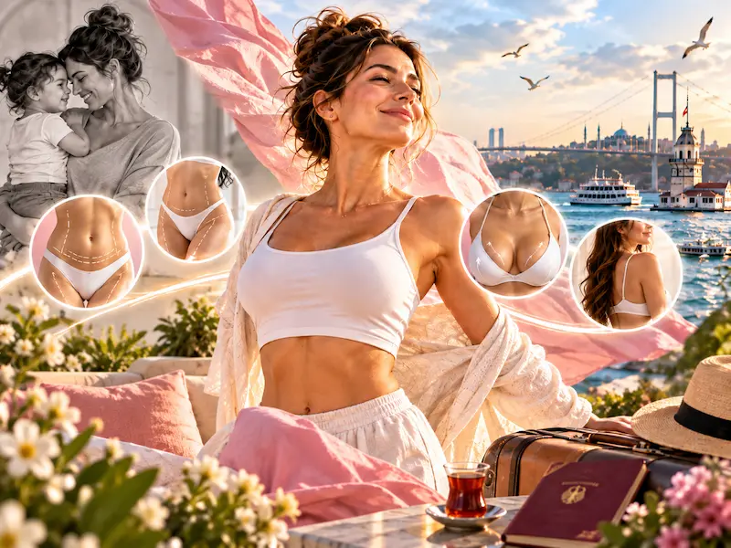Mommy Makeover ohne Vollnarkose mit Bauch-, Brust- und Körperkonturierung vor Istanbul sowie ärztlicher Beratung.