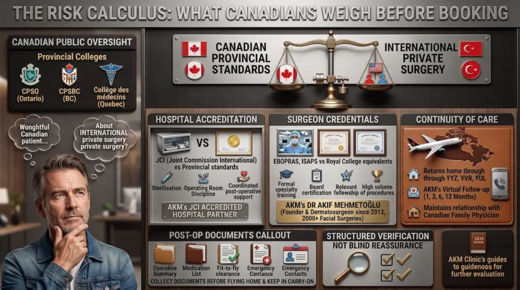 Risk checklist for Canadians getting facelifts in Turkey, covering credentials, accreditation and follow up.