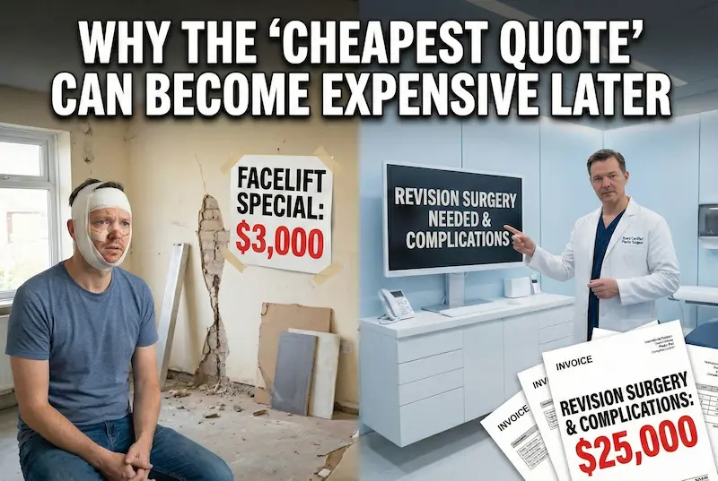 Cheapest facelift quote can cost more later: low facelift turkey price may lead to revision surgery costs and complications
