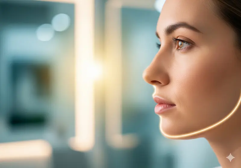 Chin Augmentation procedure concept image showing side profile with highlighted jawline contour and improved chin definition.