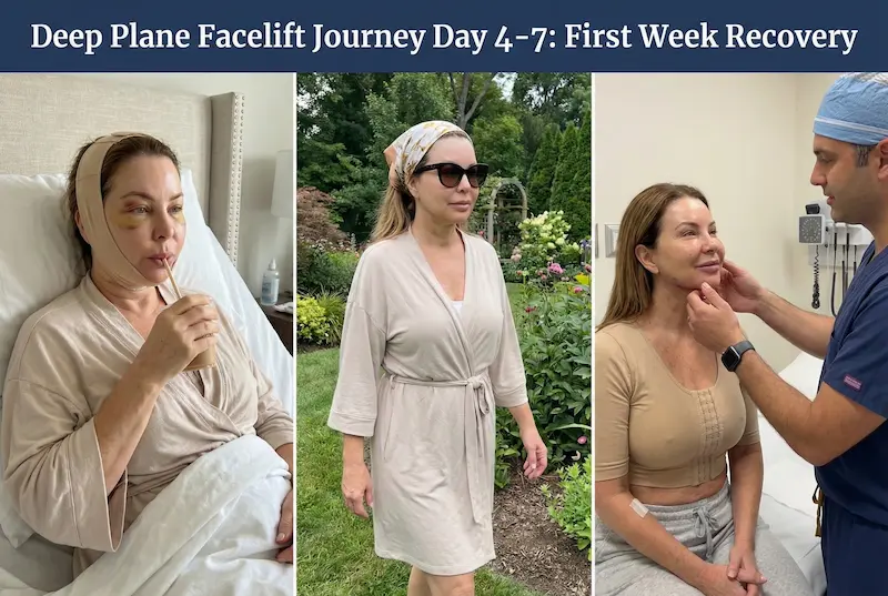 Deep plane facelift journey turkey Day 4–7: bruising, gentle walks, and a follow-up check during first-week recovery.