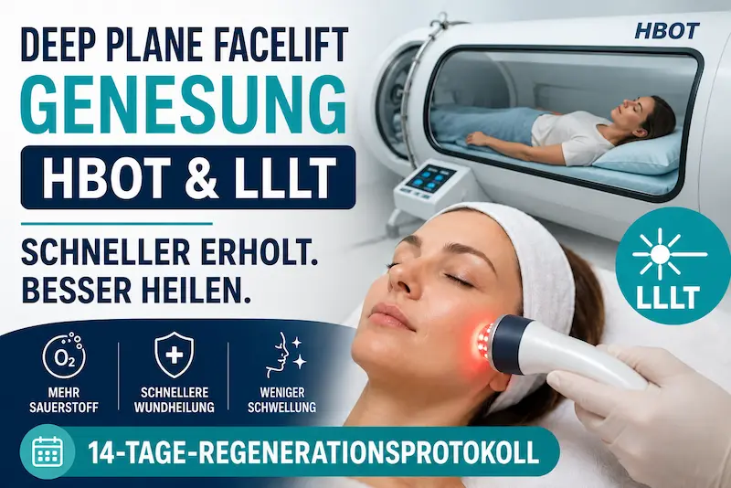 Deep Plane Facelift genesung HBOT LLLT: Patientinnen bei HBOT und Low-Level-Lasertherapie im 14-Tage-Regenerationsprotokoll.