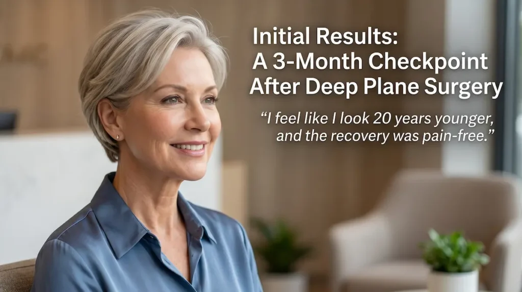Barbara deep plane facelift review image showing a smiling mature woman at the three month checkpoint after deep plane surgery.