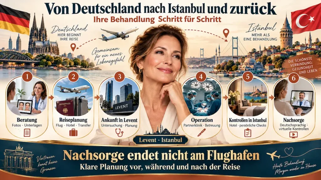 Facelift Türkei: Behandlungsablauf von der Beratung in Deutschland über Istanbul und Operation bis zur Nachsorge nach der Rückkehr