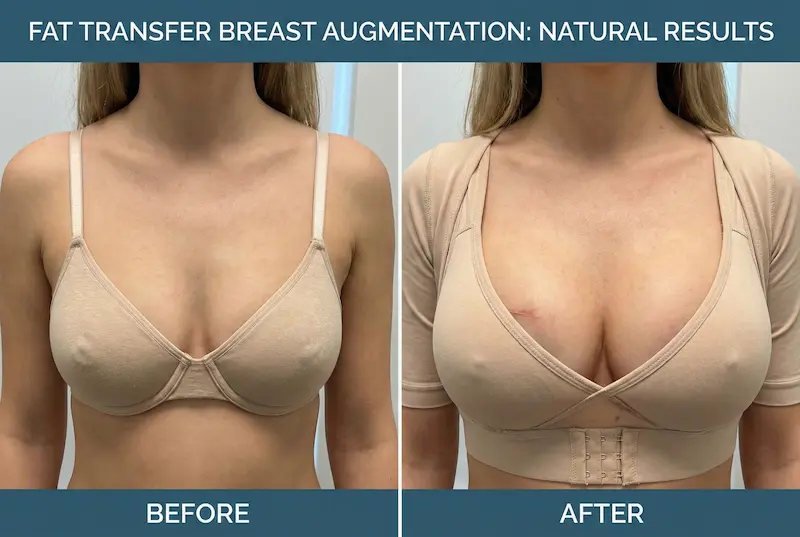 Fat Transfer Breast Augmentation before and after photo showing a natural-looking increase in breast volume and improved contour.