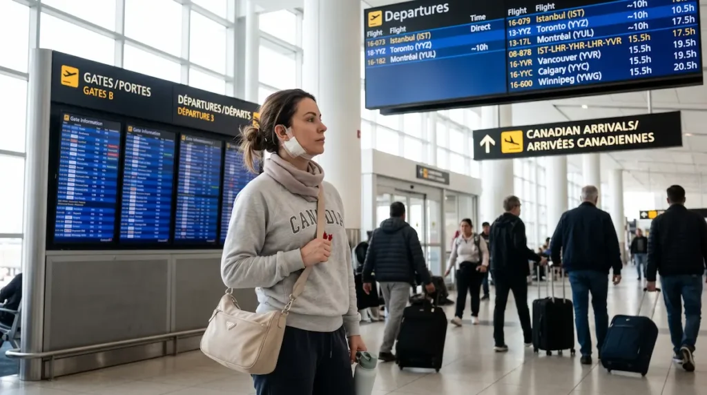 Canadian facelift patient checking Istanbul to Canada flight times for when can you fly after a facelift planning.