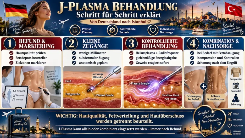 J-Plasma-Behandlung Schritt für Schritt mit Renuvion: Befund, kleine Zugänge und kontrollierte Energieabgabe unter der Haut