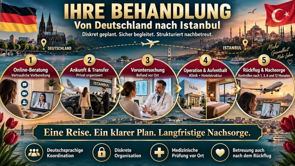 Penisvergrößerung in Istanbul: Behandlungsablauf von der Online-Beratung und Anreise aus Deutschland bis zur Nachsorge.