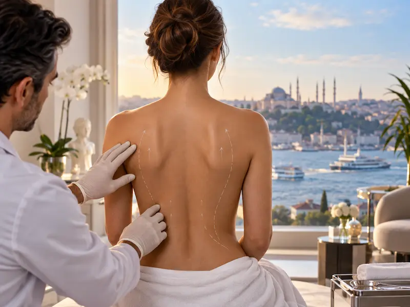 Rückenstraffung Türkei: ärztliche Untersuchung und Behandlungsplanung vor dem Eingriff mit Blick auf Istanbul