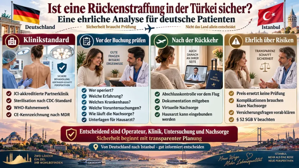 Rückenstraffung Türkei: Sicherheit mit Klinikstandard, Voruntersuchung, Nachsorge und § 52 SGB V