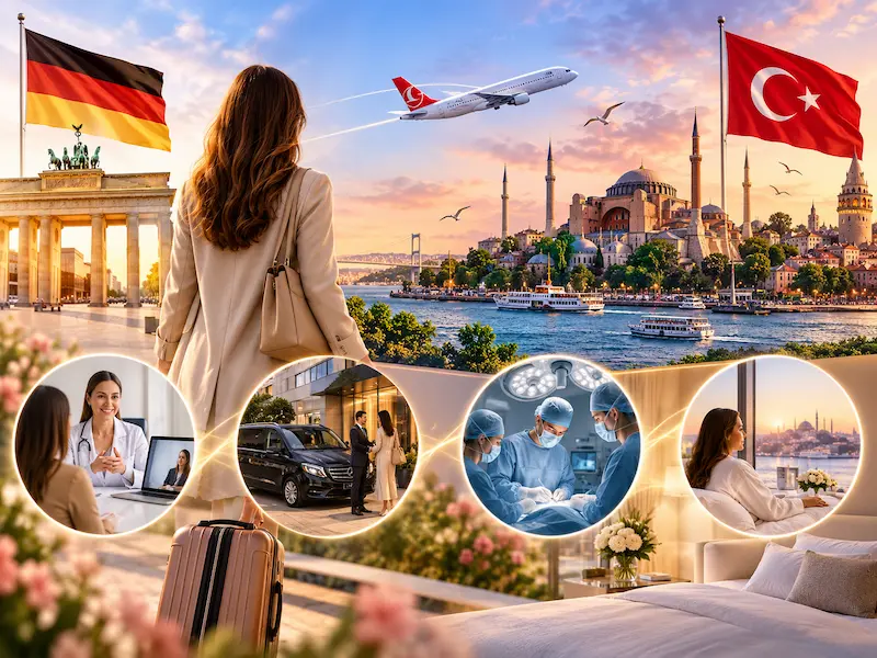 Vaginalstraffung in der Türkei: Patientin aus Deutschland mit Beratung, VIP-Transfer, Klinikbehandlung und Erholung in Istanbul.