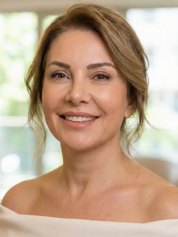 Natural looking result of Deep Plane Facelift, Neck Lift and Lower Eyelid surgery package at AKM Clinic Turkey for mature women