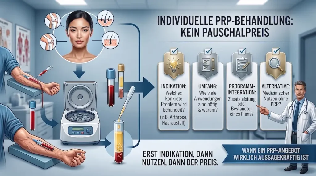Regenerative Medizin Kosten Türkei: PRP-Eigenblutbehandlung mit Blutentnahme, Zentrifugation und Kriterien für ein individuelles Behandlungsangebot.