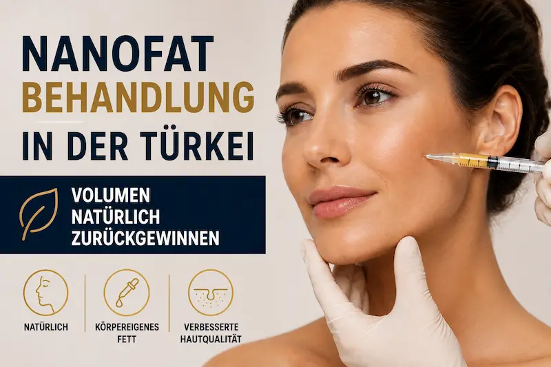 Nanofat Behandlung Türkei: Ärztliche Anwendung im Gesicht mit körpereigenem Fett, dargestellt an der Wangenregion.
