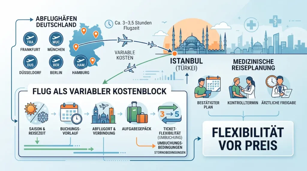 Haartransplantation Türkei Gesamtkosten Reise Kosten: Flüge realistisch planen