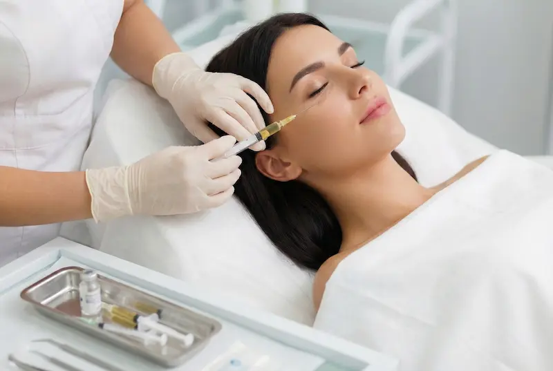 Clinician performing a facial injection treatment during a nanofat grafting consultation in Turkey