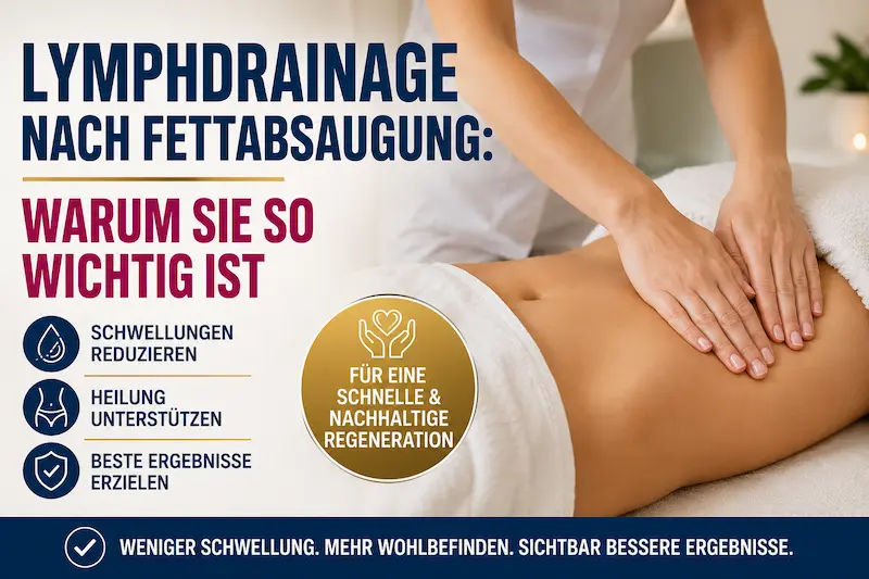 Lymphdrainage nach Fettabsaugung am Bauch als sanfte manuelle Behandlung zur Unterstützung der postoperativen Nachsorge.