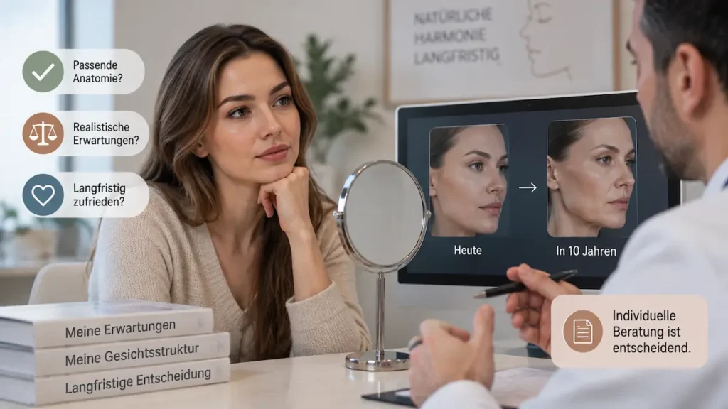 Bichektomie nach Jahren: Beratung zu Anatomie, Erwartungen und langfristiger Gesichtsbalance.