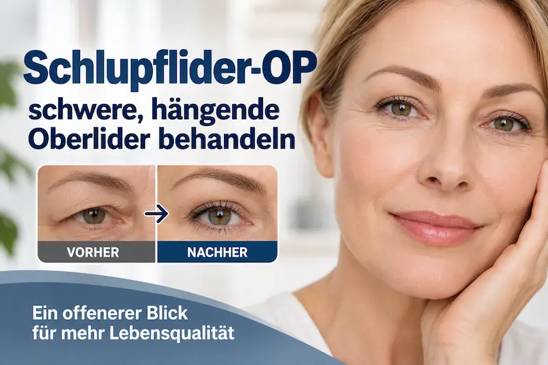 Schlupflider OP bei schweren Oberlidern mit Vorher und Nachher Vergleich und offenerem Blick